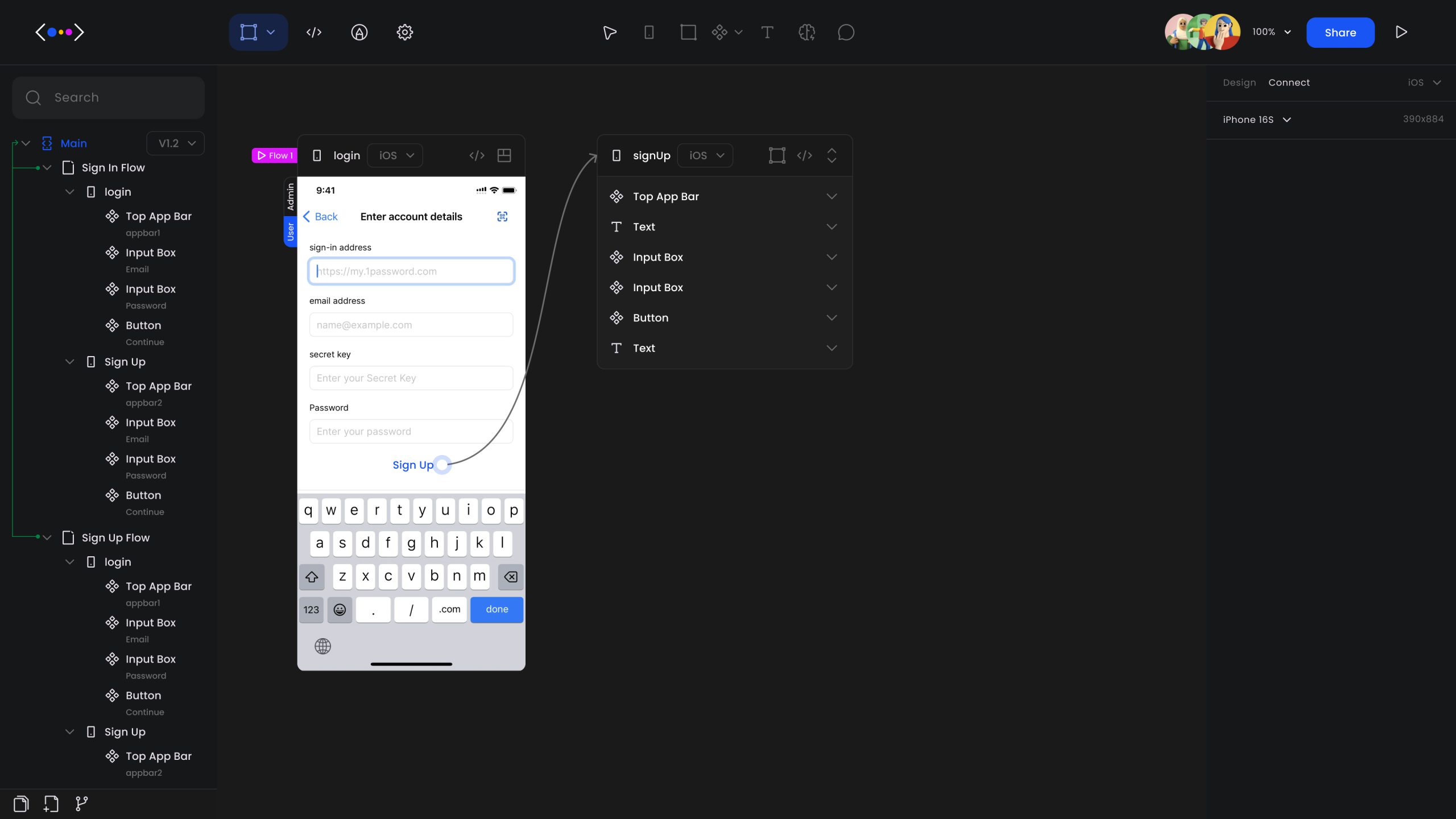 Altios concept canvas, unified design and code surface